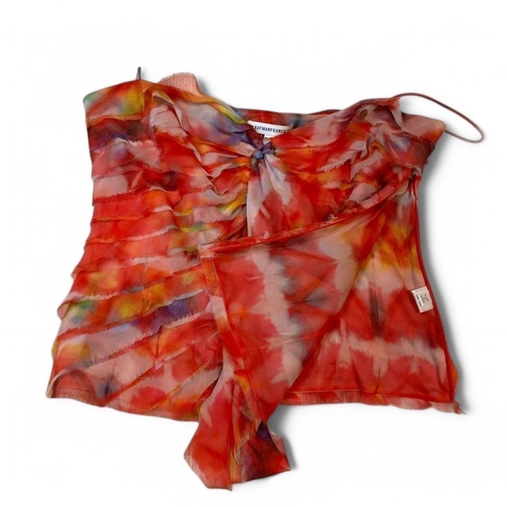Kaufman Franco Silk Tank Top Size 10 Ruched Sheer Tie Dye Festival Fairycore - Picture 3 of 7